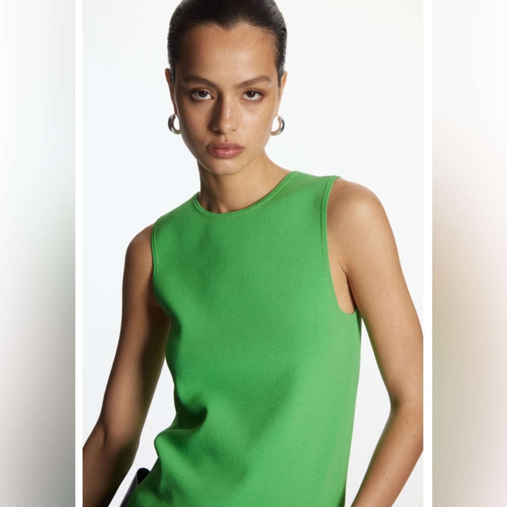 Cos Knitted Sleeveless Minimalist Top In Bright Green - Picture 7 of 7